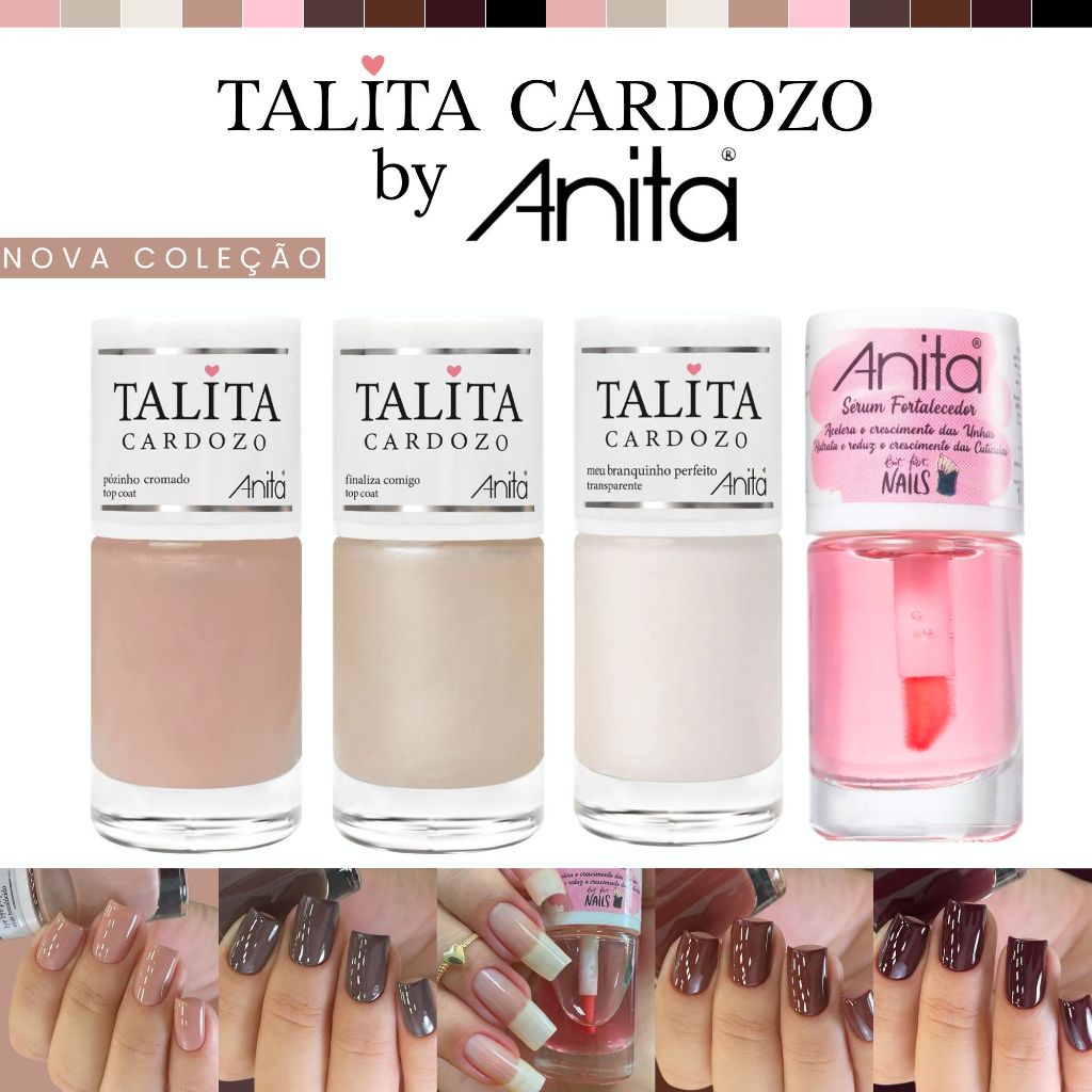 Kit 4 Esmaltes Talita Cardozo By Anita Nova Coleção Top Coat Esmalte Atacado