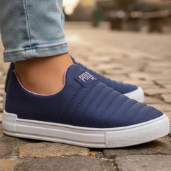 Tênis Infantil Calce Fácil Polo MIx Menina Barato Macio Bonito Slip On Básico Escolar Sola Reta