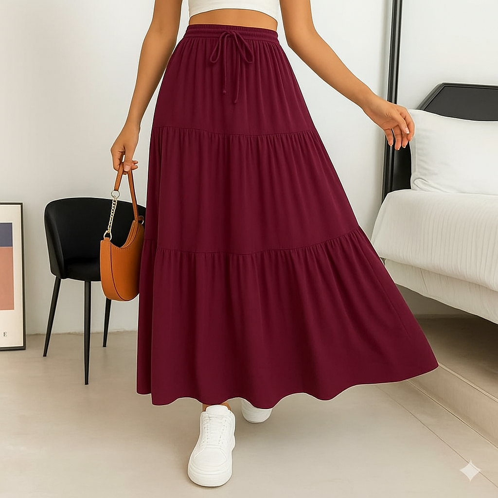 Saia Três Marias Longa 3 Camadas Cintura Com Elástico Evangélica em Oferta na Shopee