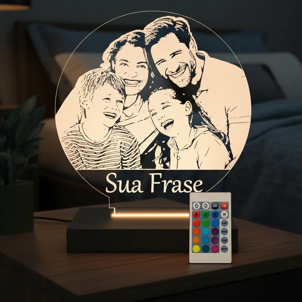Luminária LED Personalizada Decoração Presente Foto Família em Oferta na Shopee