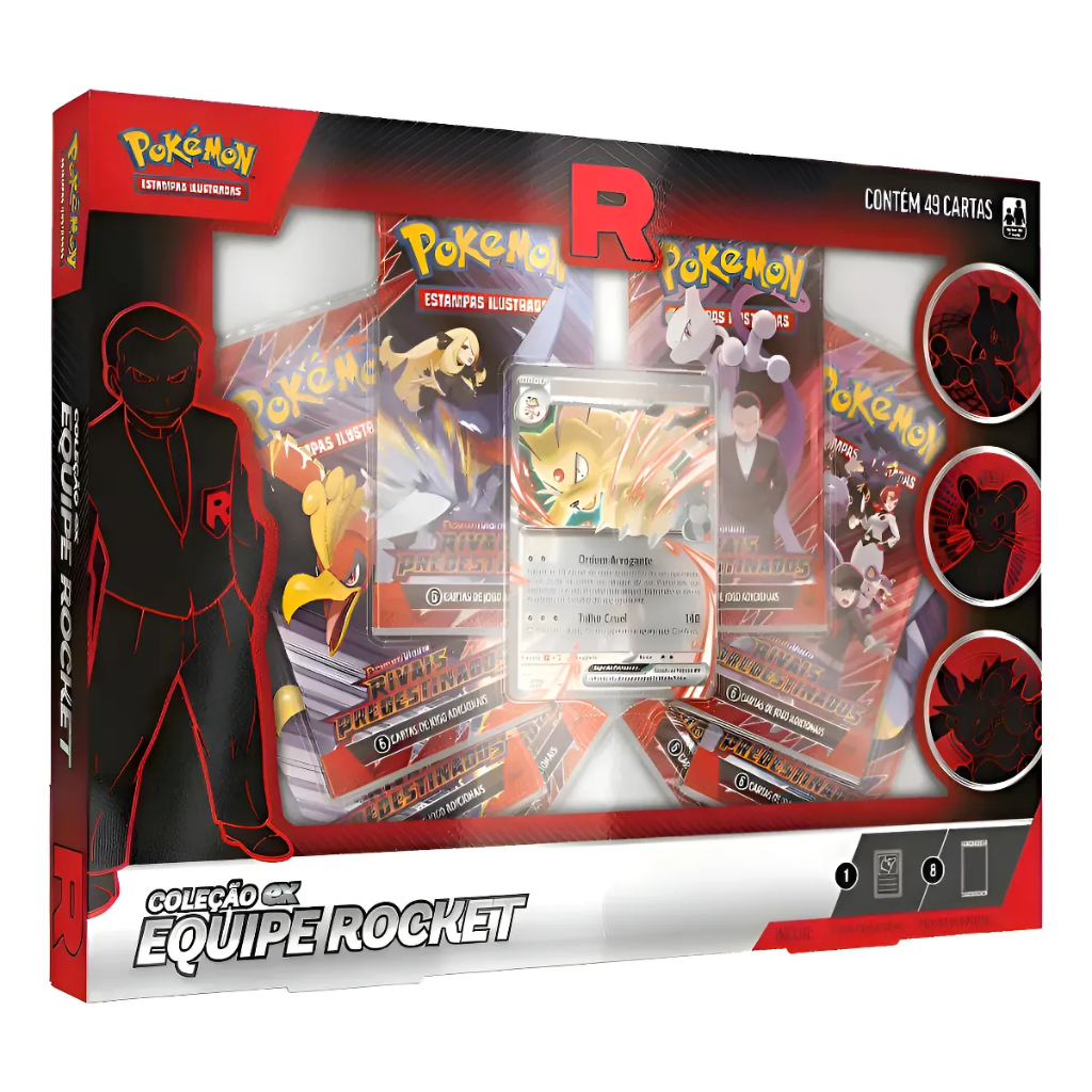 Box Cartas Pokémon Coleção Equipe Rocket Persian ex Copag 2025