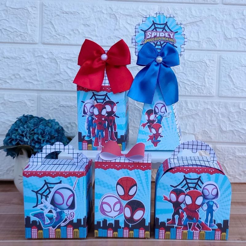 Kit Papelaria Personalizada HOMEM ARANHA E SEUS AMIGOS Lembrancinha Festa Aniversário DESMONTADO