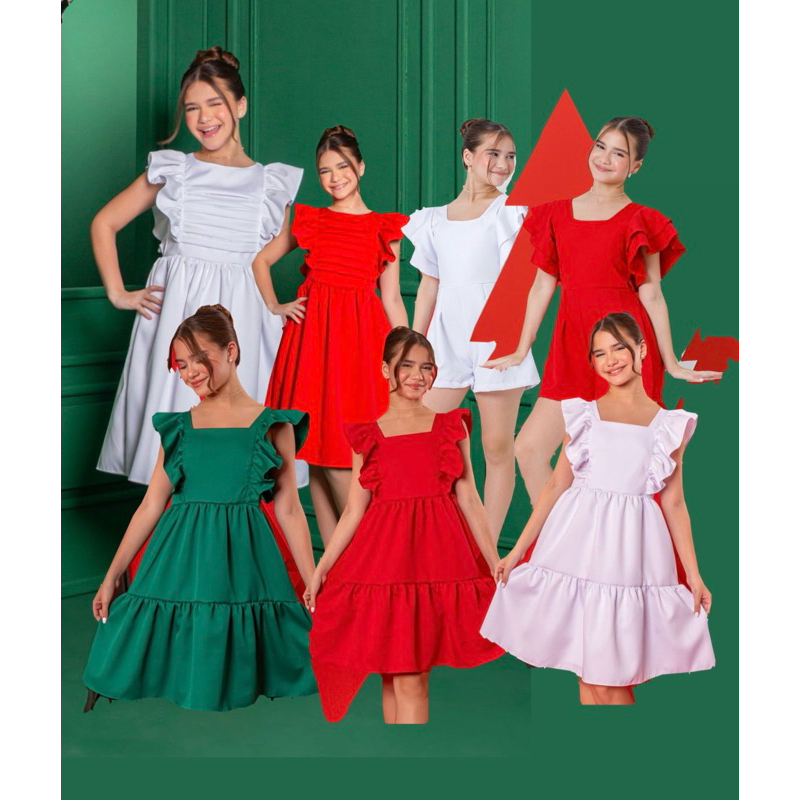 Vestido Macaquinho Infantil Menina Alfaiataria Vermelho Verde Branco Natal Réveillon Festa Fim de Ano 2 a 14 anos