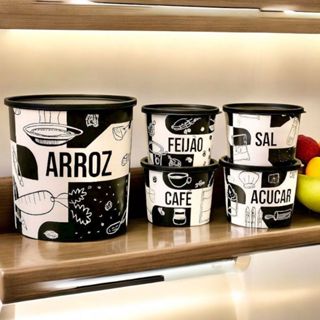 Jogo Porta Mantimento Conjunto 5 Peças Com Tampa (Pote Arroz 4,5kg) + (4 Potes p/ 1kg) em Oferta na Shopee