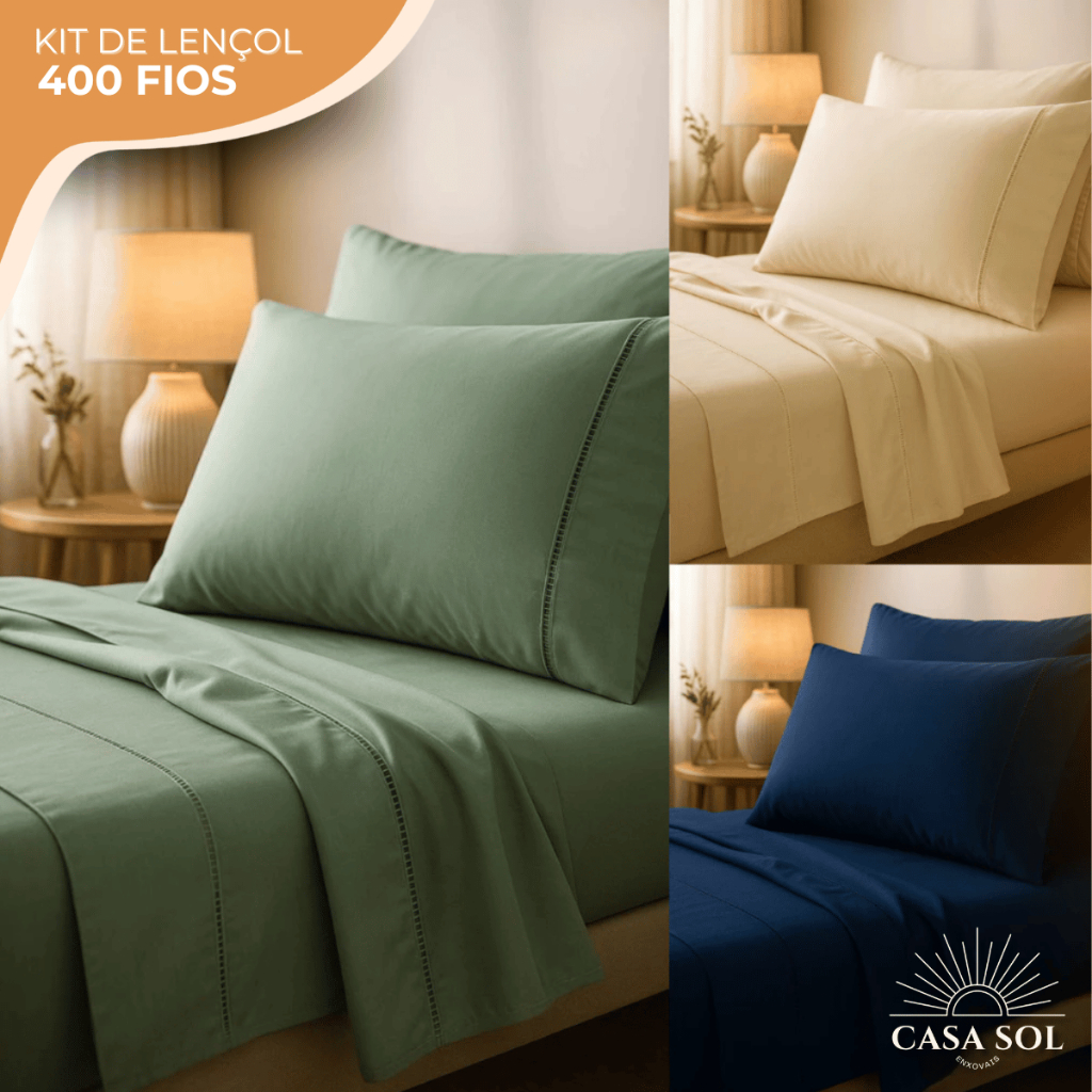 Jogo de Lençol Solteiro Casal Queen King 3 Peças 400 Fios Micropercal Ponto Palito em Oferta na Shopee