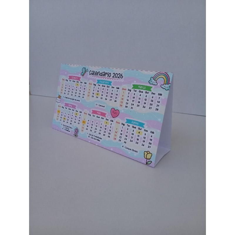 Calendário 2026 de Mesa/Calendário de Mesa em Qualquer tema/Calendário com Logo/Calendário temas