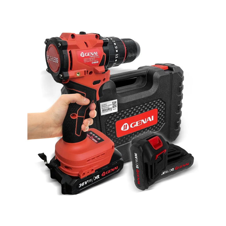 Parafusadeira Furadeira Brushless S/escova S/fio 2 Baterias GN-572