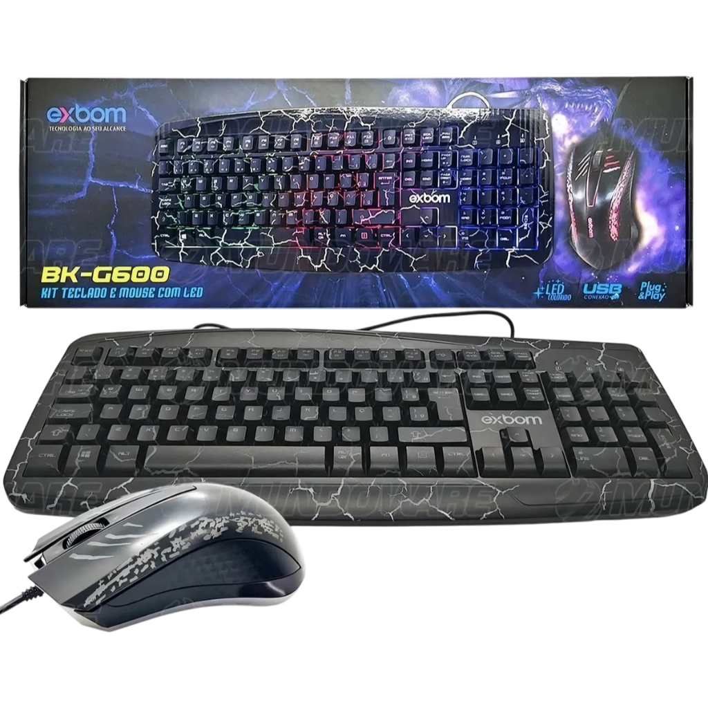 Kit de Teclado e Mouse Gamer Exbom Bk-g600 Português Brasil de Cor Preto Kit de Teclado e Mouse Gamer Exbom Bk-g600 — R$ 79,90 em Shopee