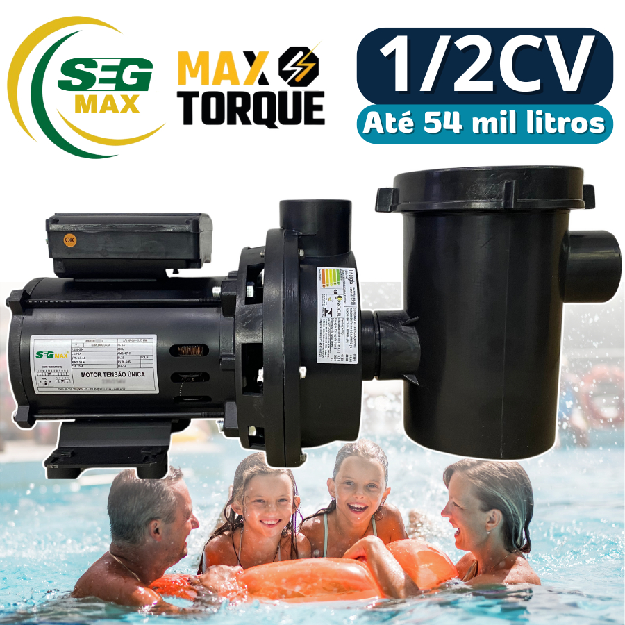 Bomba Motobomba Piscinas Até 54 mil Litros 1/2cv Pré Filtro Similar Maxtorque Sodramar Lepono Dancor