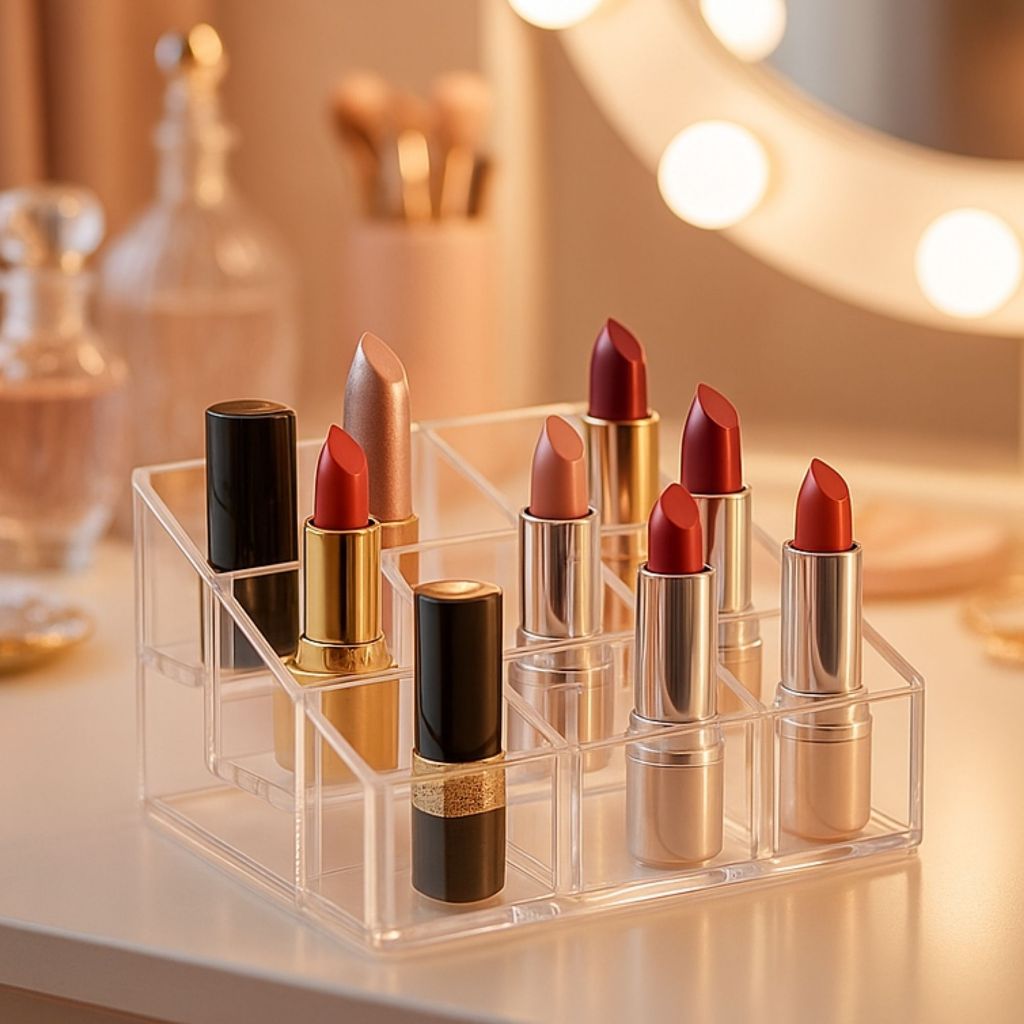 Organizador Porta Batom Com 9 Divisórias Acrílico Organize Maquiagem Esmalte Batom