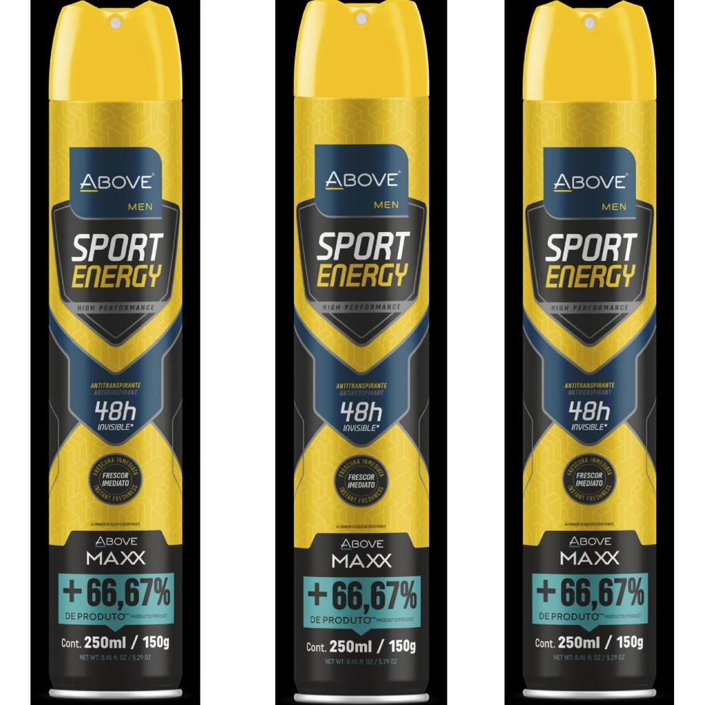 KIT 3 x Desodorante Aerosol Antitranspirante Sport Energy Max Men 250ml - 72h de Proteção e Conforto! Gigante em Oferta na Shopee