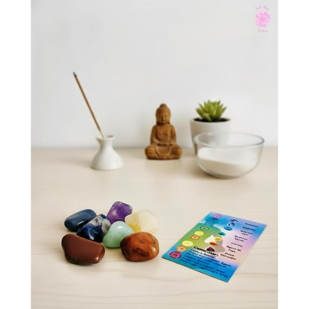 Imagem Kit 7 Pedras Dos Chakras mini Cristais 100% Naturais Equilibrio - Reiki Meditação Conexão Espiritual