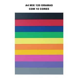 MIX  10 CORES  PAPEL COLOR PLUS ***** A4 120 GRAMAS ***** em Oferta na Shopee