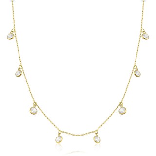 Colar de Ouro 18k Feminino com Pedrinhas Pendentes 45cm