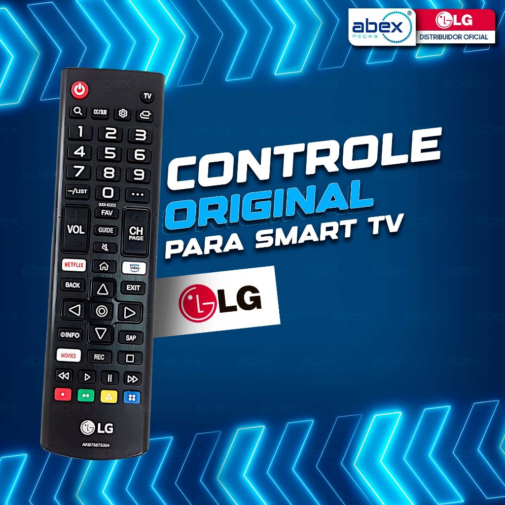 Controle TV LG Smart Original 32 43 49 50 55 65 70 Polegadas AKB75095315 AKB75675304 Netflix Amazon em Oferta na Shopee