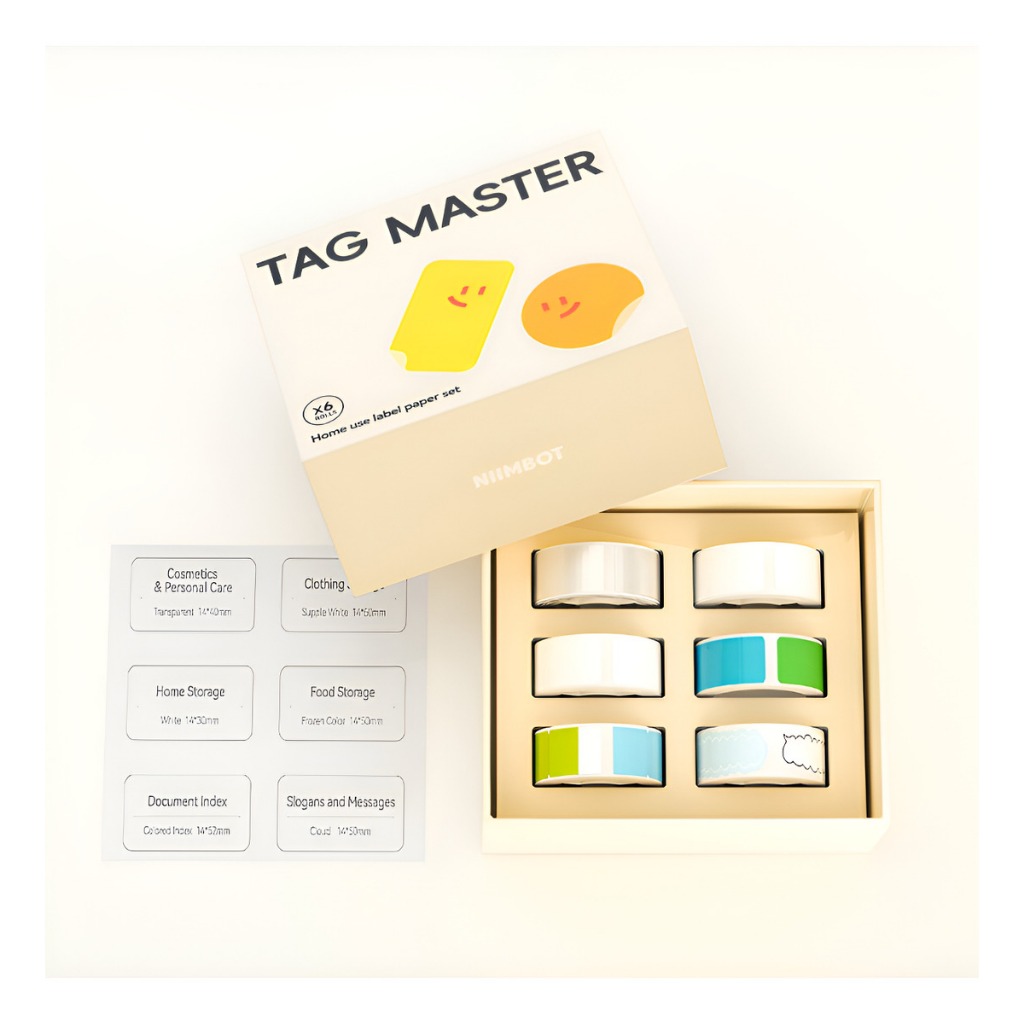 Conjunto kit com 6 Rolos de etiquetas térmicas Niimbot Diversas Para Impressoras Niimbot D110 D11