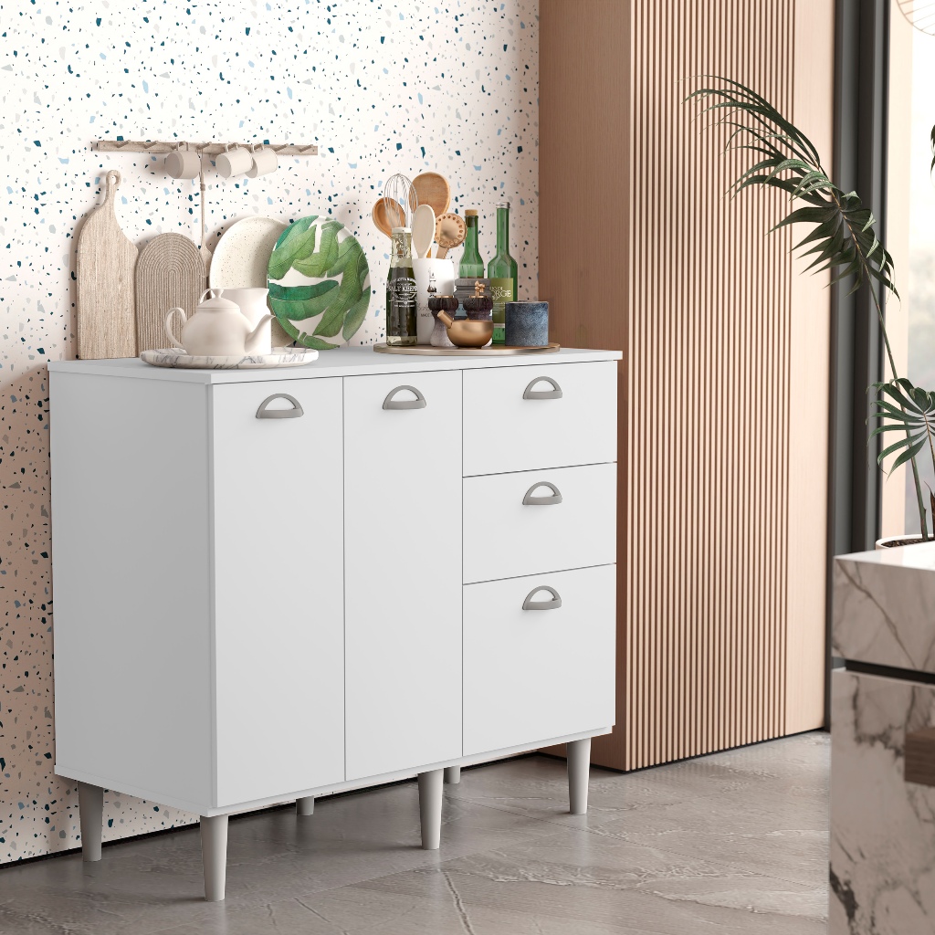 Balcão Star New para Cozinha com 2 Portas e 2 Gavetas Armario Cozinha com Gavetão