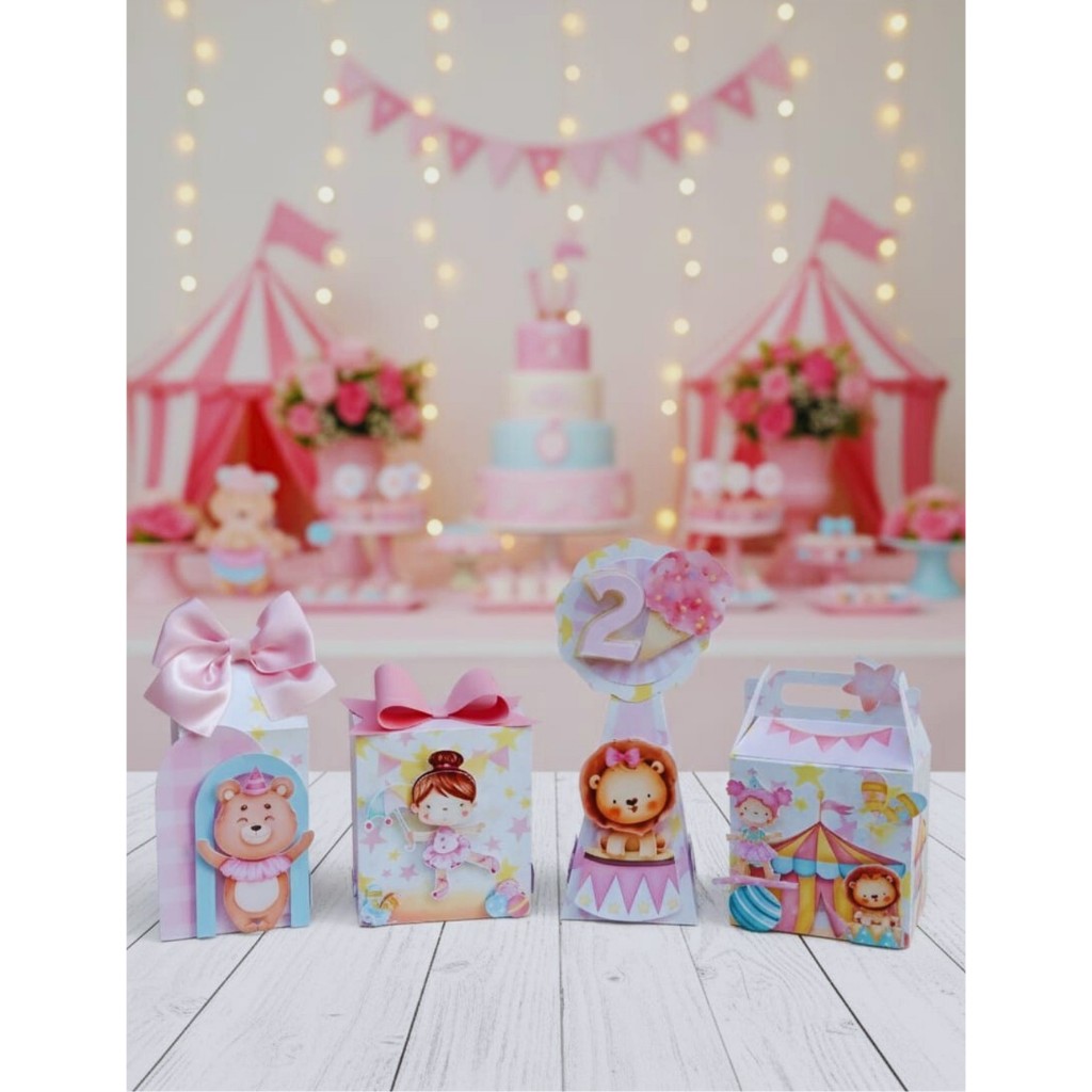 KIT FESTA CIRCO ROSA 3D - Lembrancinha | Festa Infantil | Caixinhas Personalizadas | Aniversário