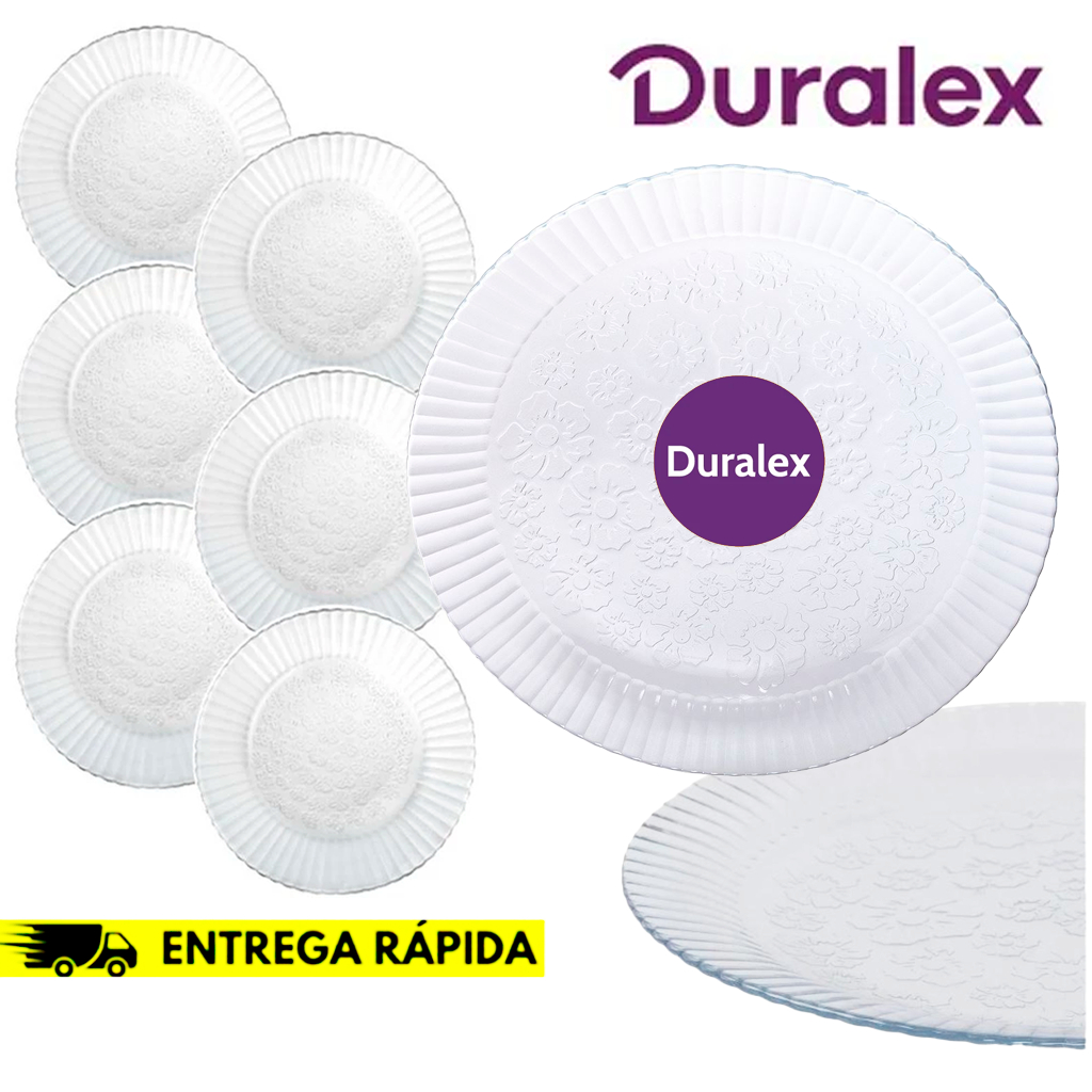 Conjunto 6 Pratos Raso Primavera Duralex 23cm Vidro Temperado em Oferta na Shopee