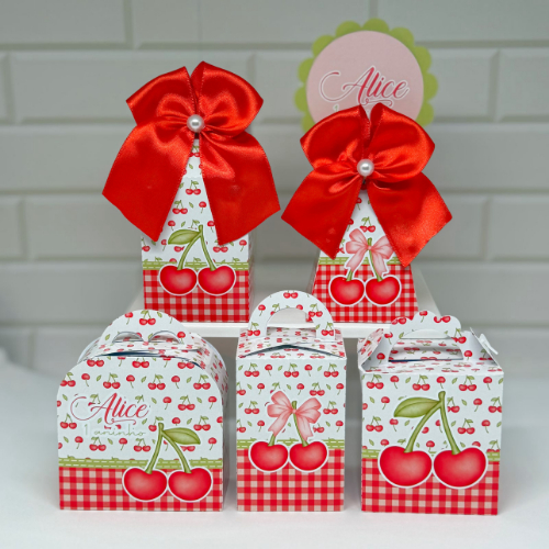 Kit caixinhas Personalizadas SEMI MONTADAS Cerejinha/festa/aniversário/lembracinha de festa
