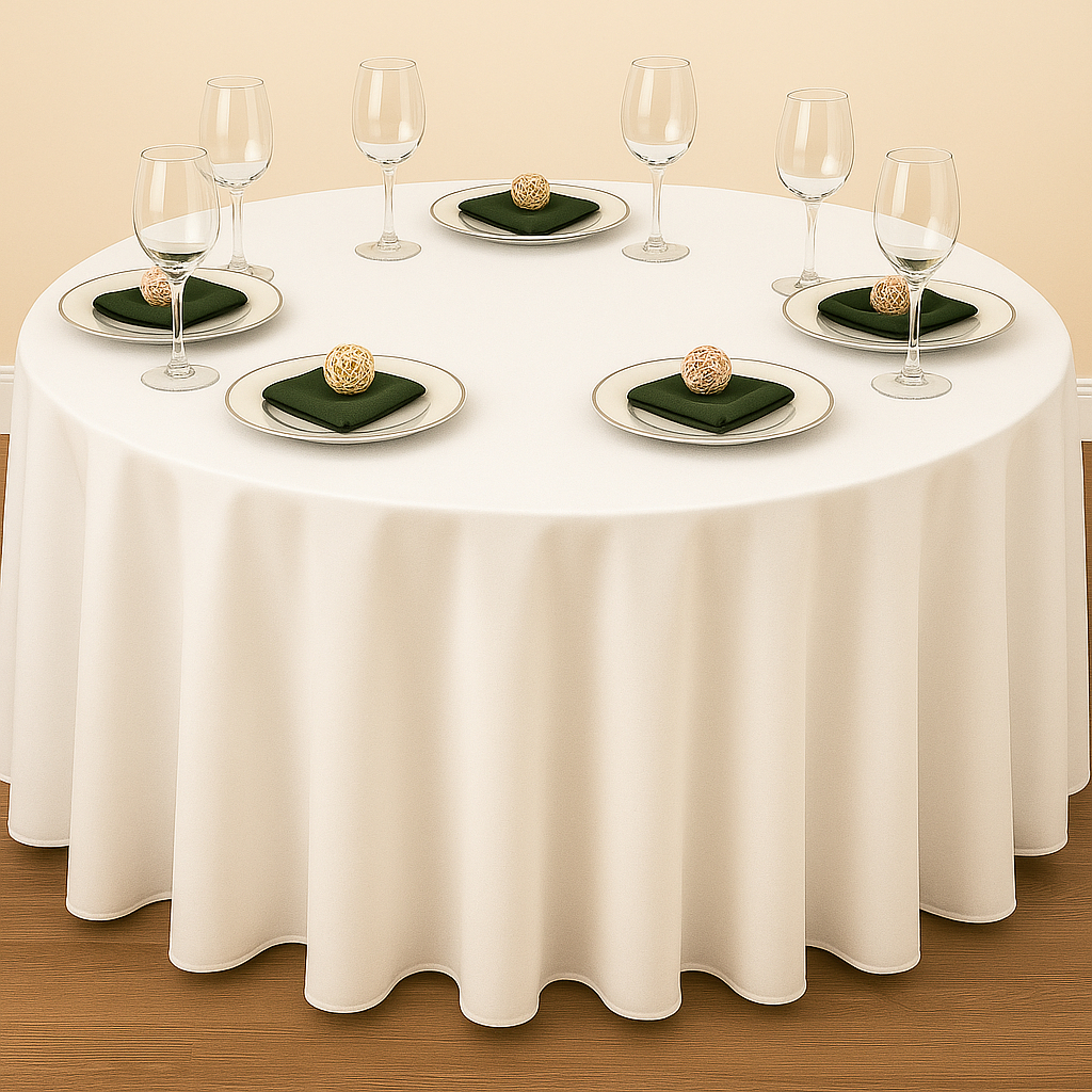 Toalha De Mesa Redonda Branca buffet 2,50m X 2,50m De Diametro ENVIO IMEDIATO 8 cadeiras 6 cadeiras