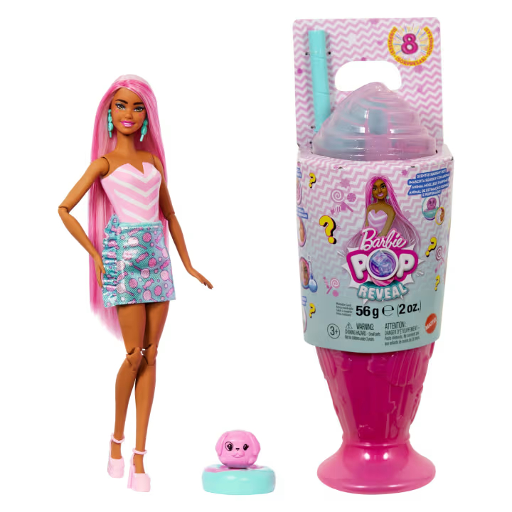 Barbie Pop Reveal Treat Series: Boneca e Acessórios, 8 Surpresas Rosa - Mattel Jfy00