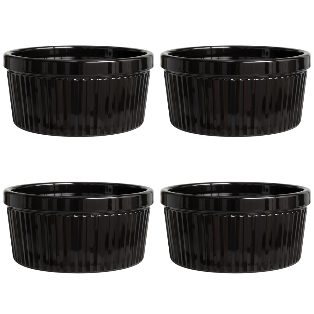 4 Ramequins 150ml De Porcelana Cor Preto Molheira Petisqueira Cozinha Casa Decoracao Churrasco