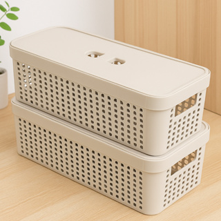 Cesto Organizador com Tampa 3,6 Litros Caixa Organizadora de Gaveta 33,5x14x9,5 Multiuso Rattan em Oferta na Shopee