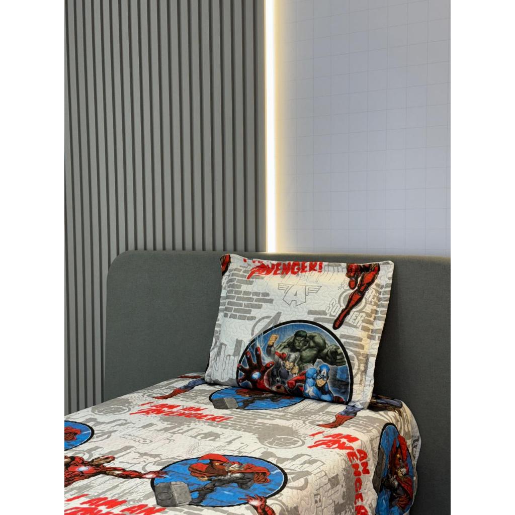 Kit Colcha Cobre Leito infantil  Solteiro Bouti 1,60x2,40m Dupla Face 2 Peças C/ Viés