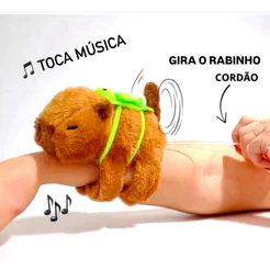 Pulseira Capivara com Rabinho Giratório + Música | Ursinho com Mochilinha OU CHAVEIRO