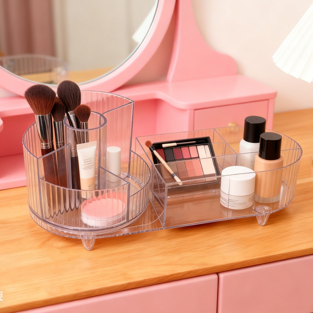 Prateleira Organizador Diamante Acrílico Porta Maquiagem Suporte Multiuso De Mesa