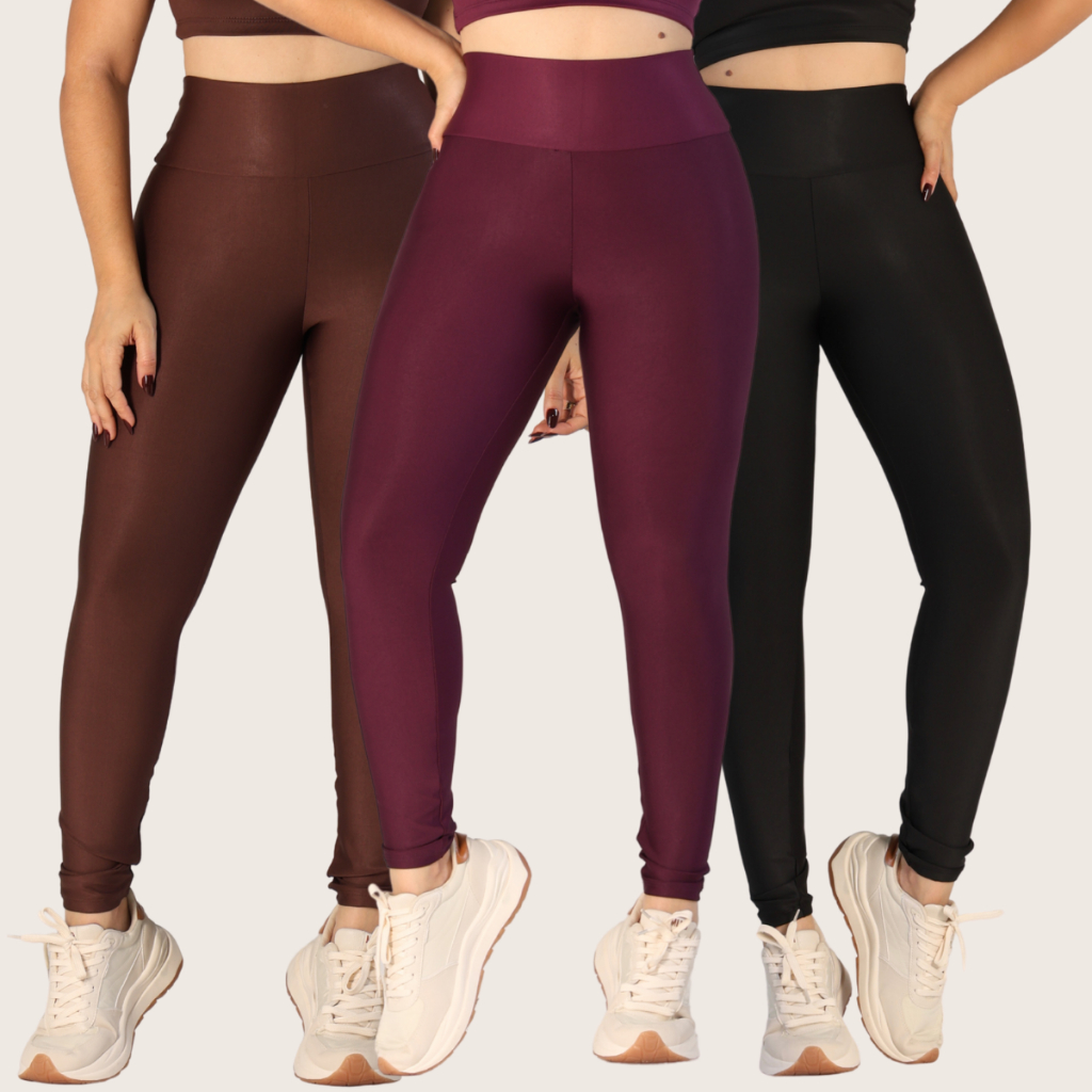 Kit Calça legging Feminina Cintura Alta Zero Transparencia em Oferta na Shopee