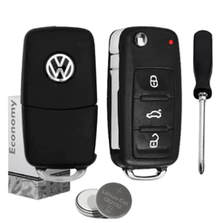 Capa Carcaça Chave Canivete Vw G6 Gol Fox Golf Polo Saveiro Kit + Bateria + Chave Phillips