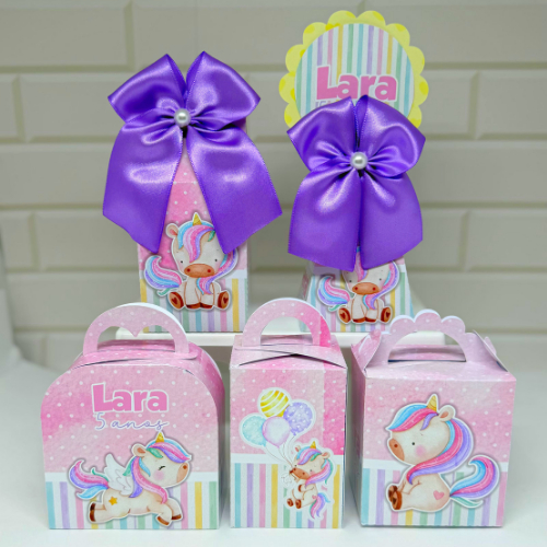 Caixinhas Personalizadas Unicórnio – Semi Montadas para Festa Infantil - LEMBRANCINHA - DECORAÇÃO DE FESTA - DECORAÇÃO