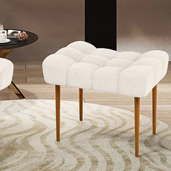 Puff Decorativo Para Sala De Estar Requinte L02 Linho Cru - Lyam Decor