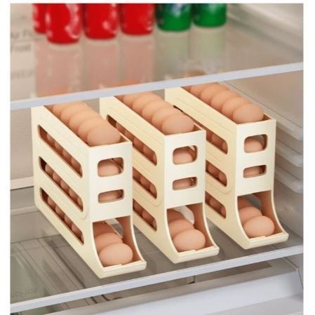 Porta 24 a 30 Ovos Suporte Dispenser Automatico de Ovos 4 Andares Geladeira Refrigerador Rolante em Oferta na Shopee