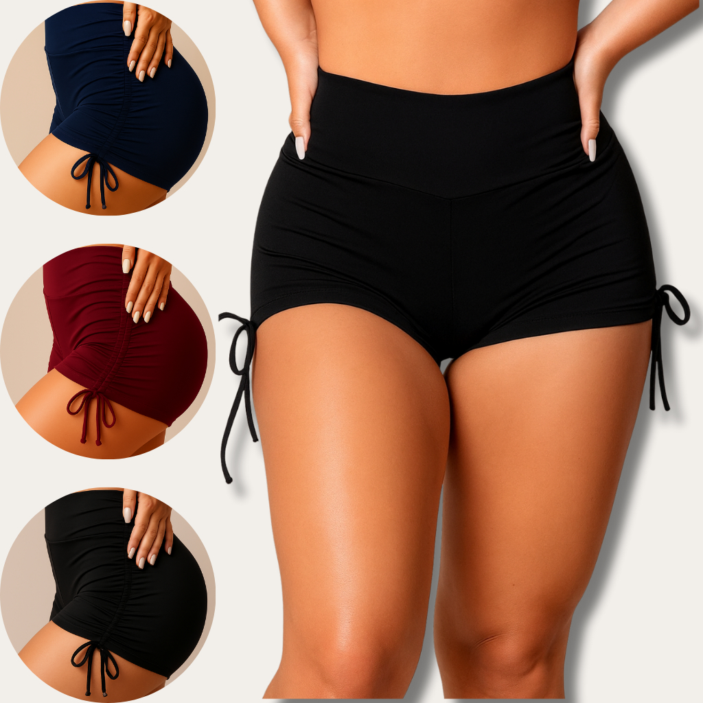 Short de Academia Feminino Hot Biquini Sunkini Curto Short Fitness Treino Cintura Alta