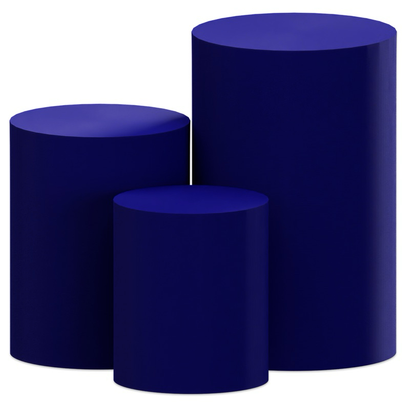 Jogo Trio Capas Cilindro Festa Azul Marinho Tecido Helanca Elastano Decoração Mesas Redondas MDF Aniversário Casamento em Oferta na Shopee