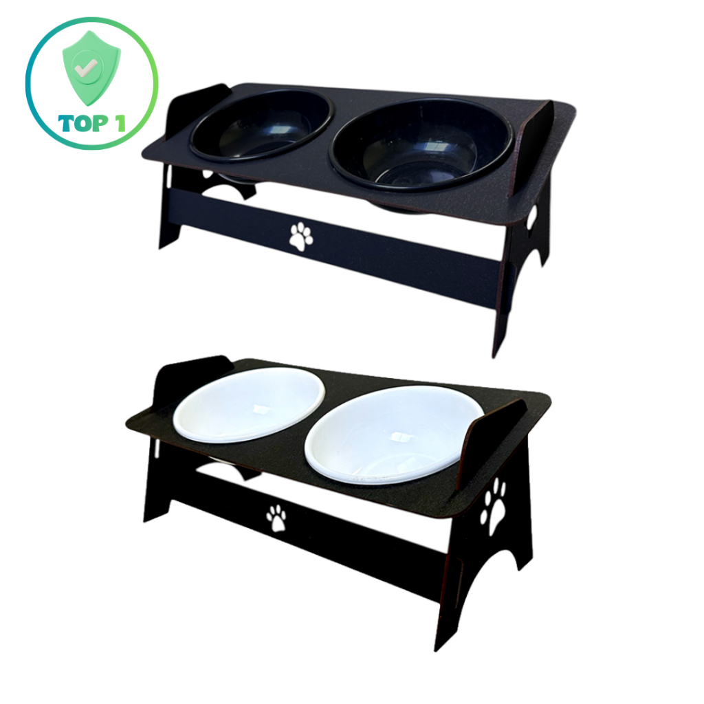 Comedouro E Bebedouro Elevado Tigelas Preta e Branca Livres de BPA em Oferta na Shopee