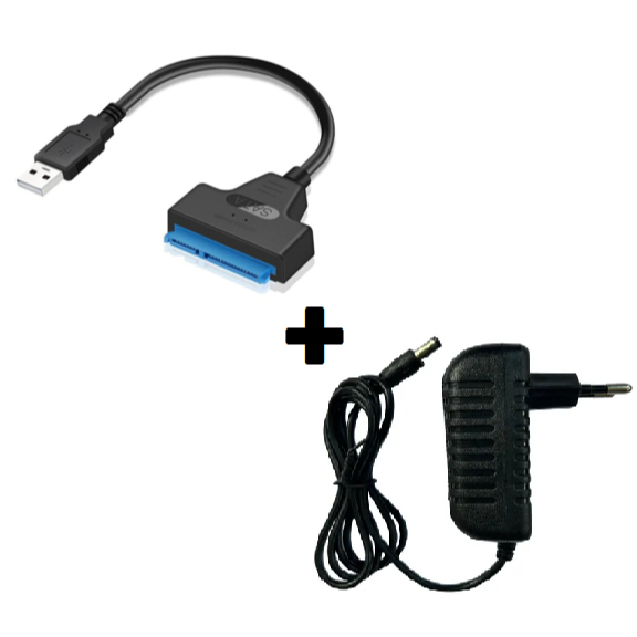 Kit cabo sata 3.0 + fonte 3a (hd 3,5 de desktop, pc) adaptador leitor de hd ssd em Oferta na Shopee