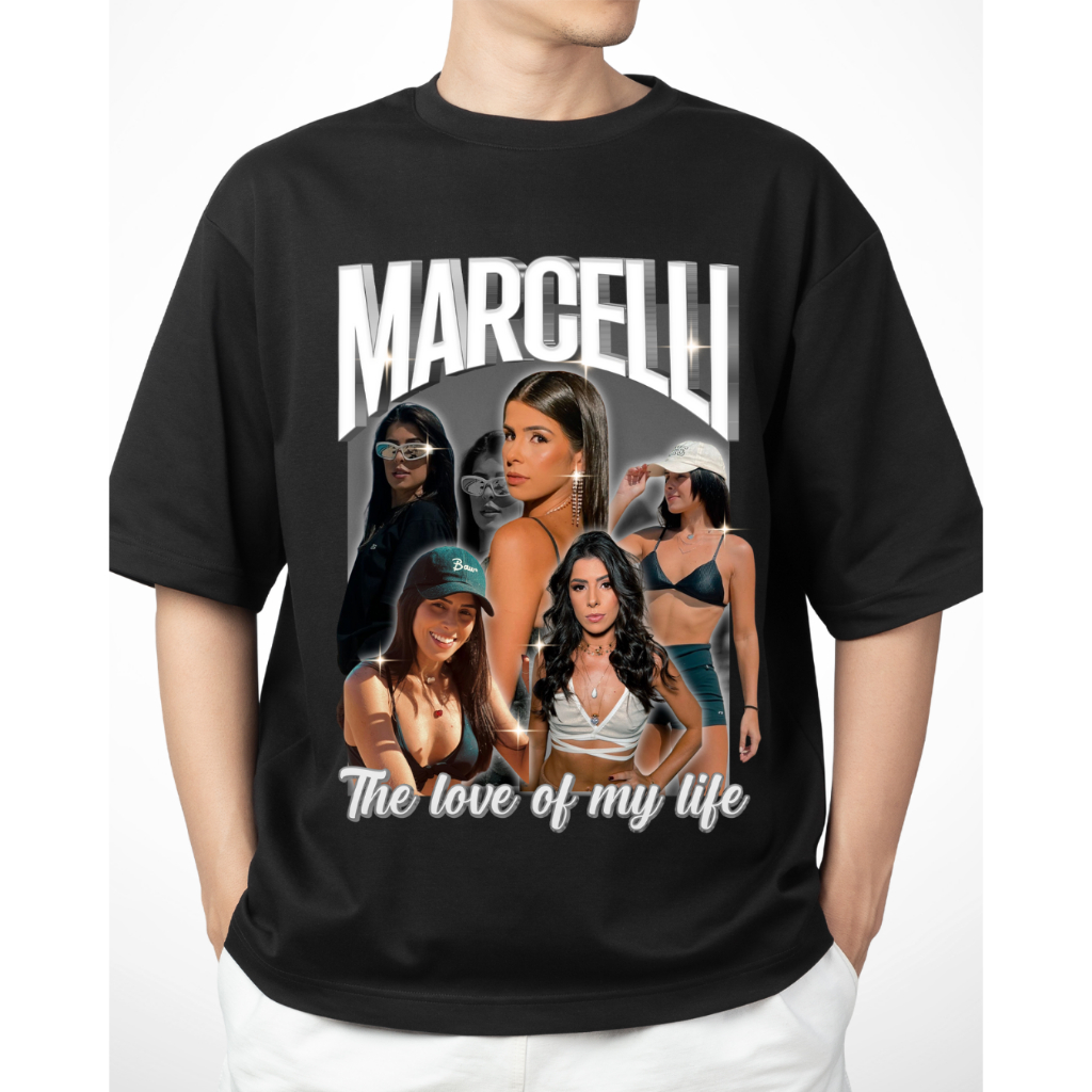 Camiseta Unissex Básica ou Oversized com Fotos Personalizadas: Celebre Seu Amor, Família e Pets em Grande Estilo!