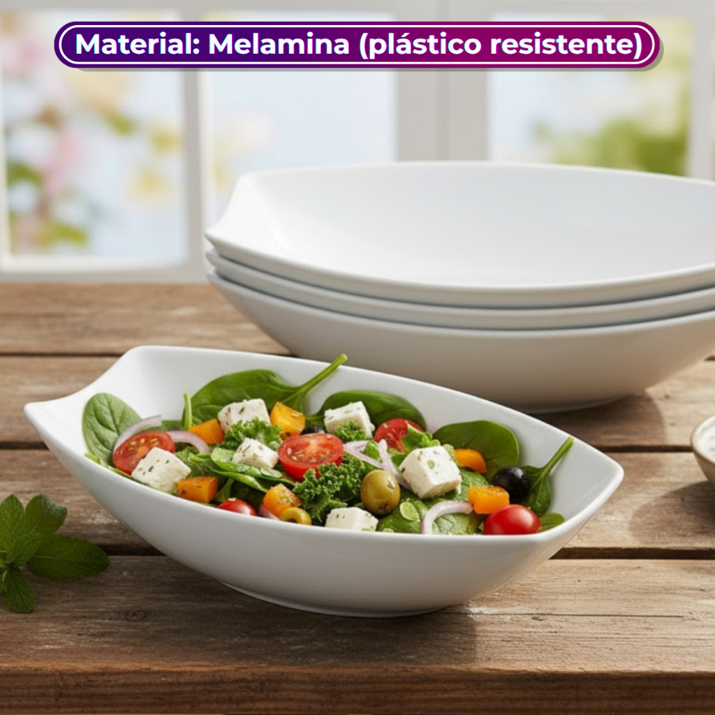 Travessa Oval de Melamina 41x27cm Ideal para Servir Saladas Frutas e Refeições - Bestfer