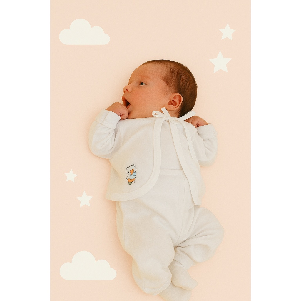 Roupinha Para Recem Nascidos  Bordada Em Malha De Algodao Confortável em Oferta na Shopee