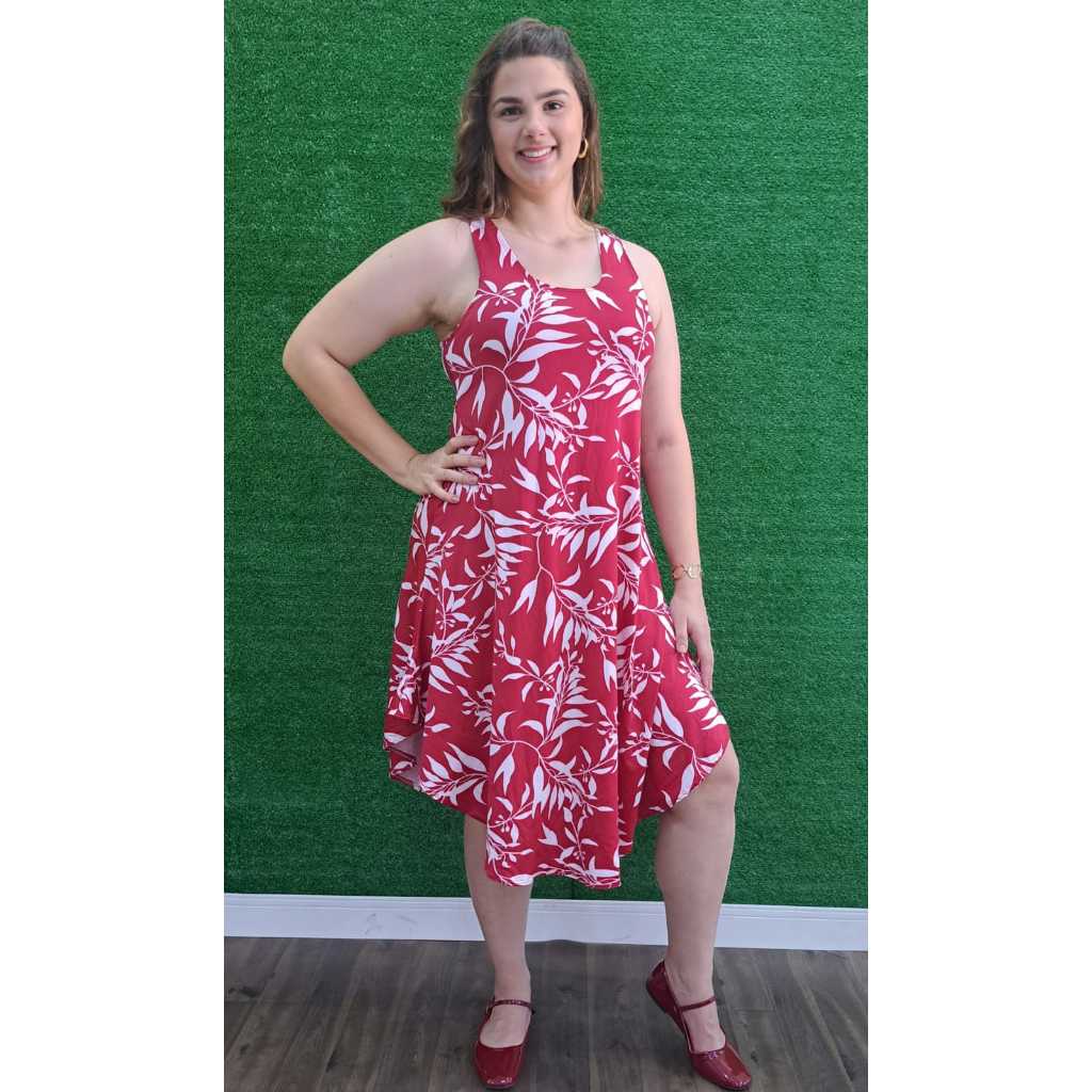 Vestido Curto saruel Plus Size Liso e Estampado em Malha Microfibra de Poliéster em Oferta na Shopee