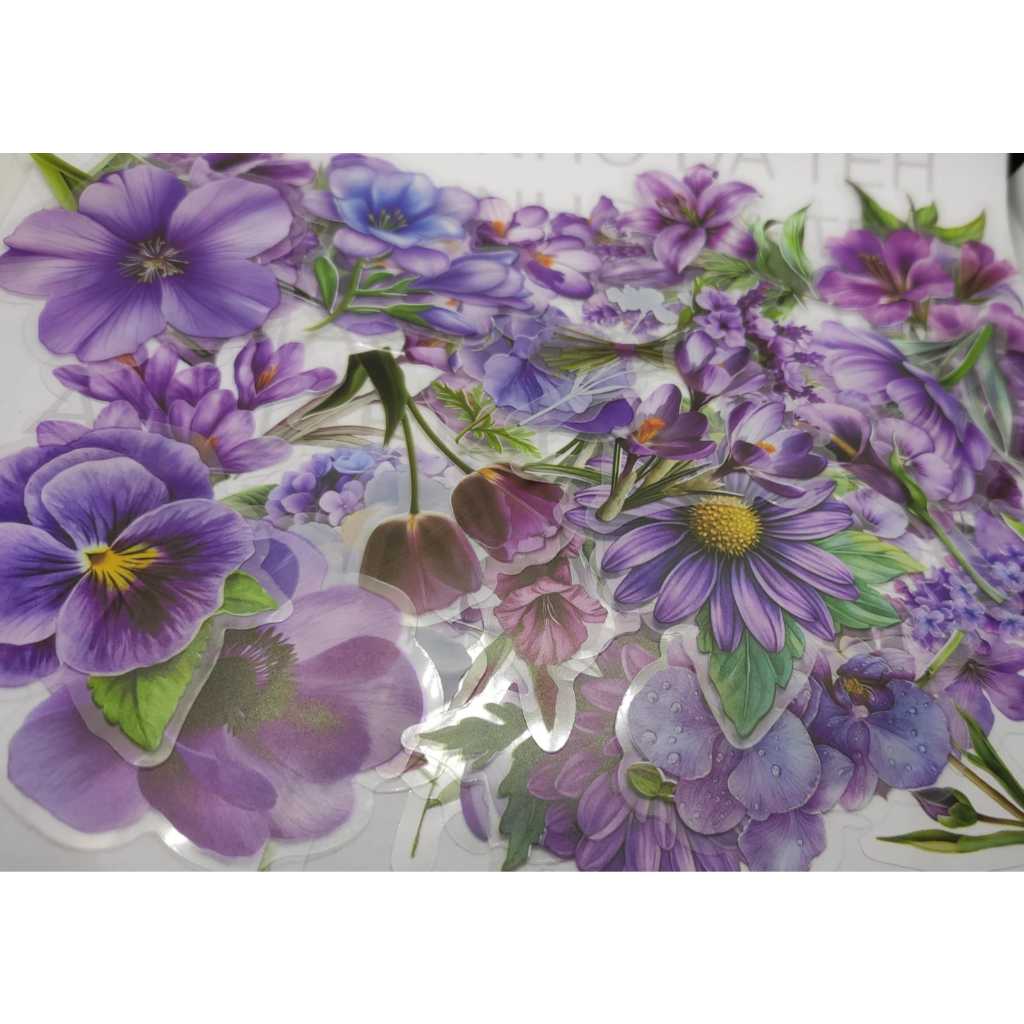 Kit 50 Adesivos Flores Lilás Lavanda Fundo Transparente Vinil Á Prova D'água em Oferta na Shopee