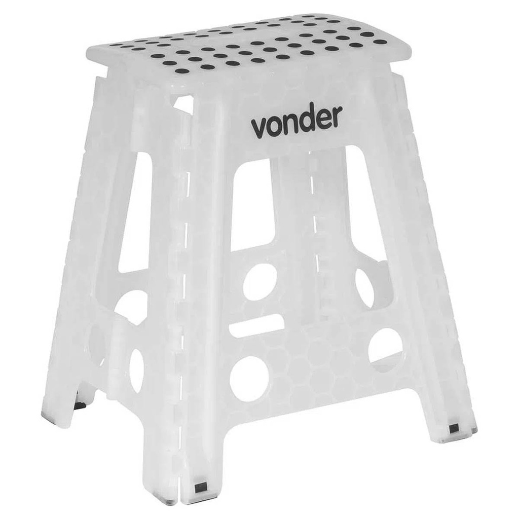 Banqueta Plástica Multiuso Dobrável 45cm Capacidade 150kg Vonder Branco em Oferta na Shopee