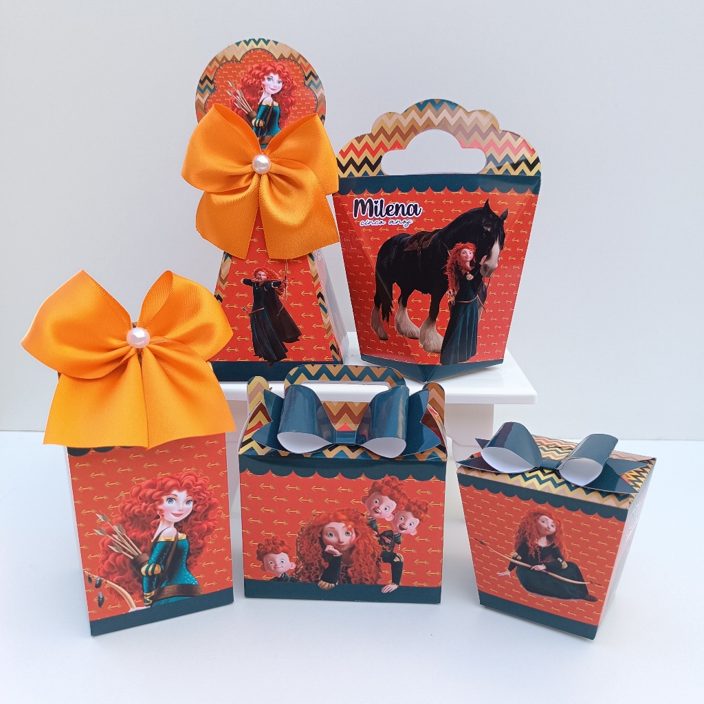 Kit Festa Princesa Valente l Merida l Princesas Disney l Personalizados l Lembrancinha para Festa l kit Caixas