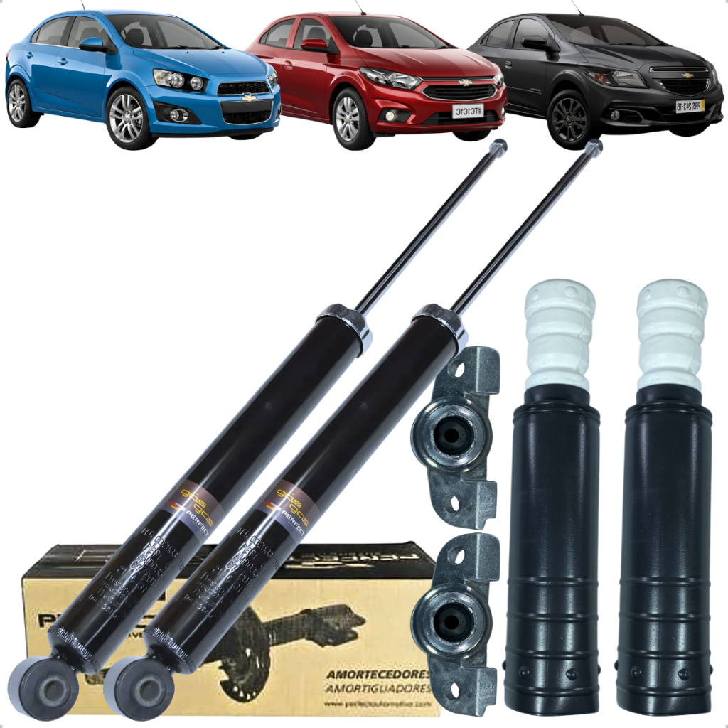 Kit Traseiro Amortecedor Coxim Batente Gm Onix Prisma Sonic