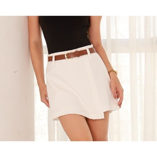 Short Saia Alfaiataria com Forro + Cinto em Oferta na Shopee