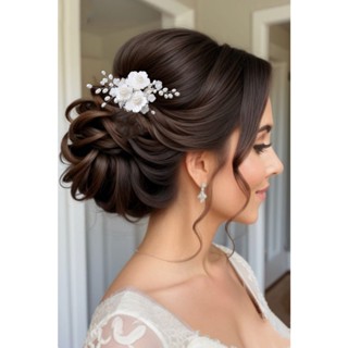 Arranjo Grinaldas Pérola Floral  Branco Prata de Porcelana para Penteado Noiva Casamento Festa em Oferta na Shopee